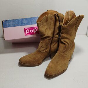 Pop Framework Womens Boots Brown Faux Suede Size 6M ($80) Western Slouch